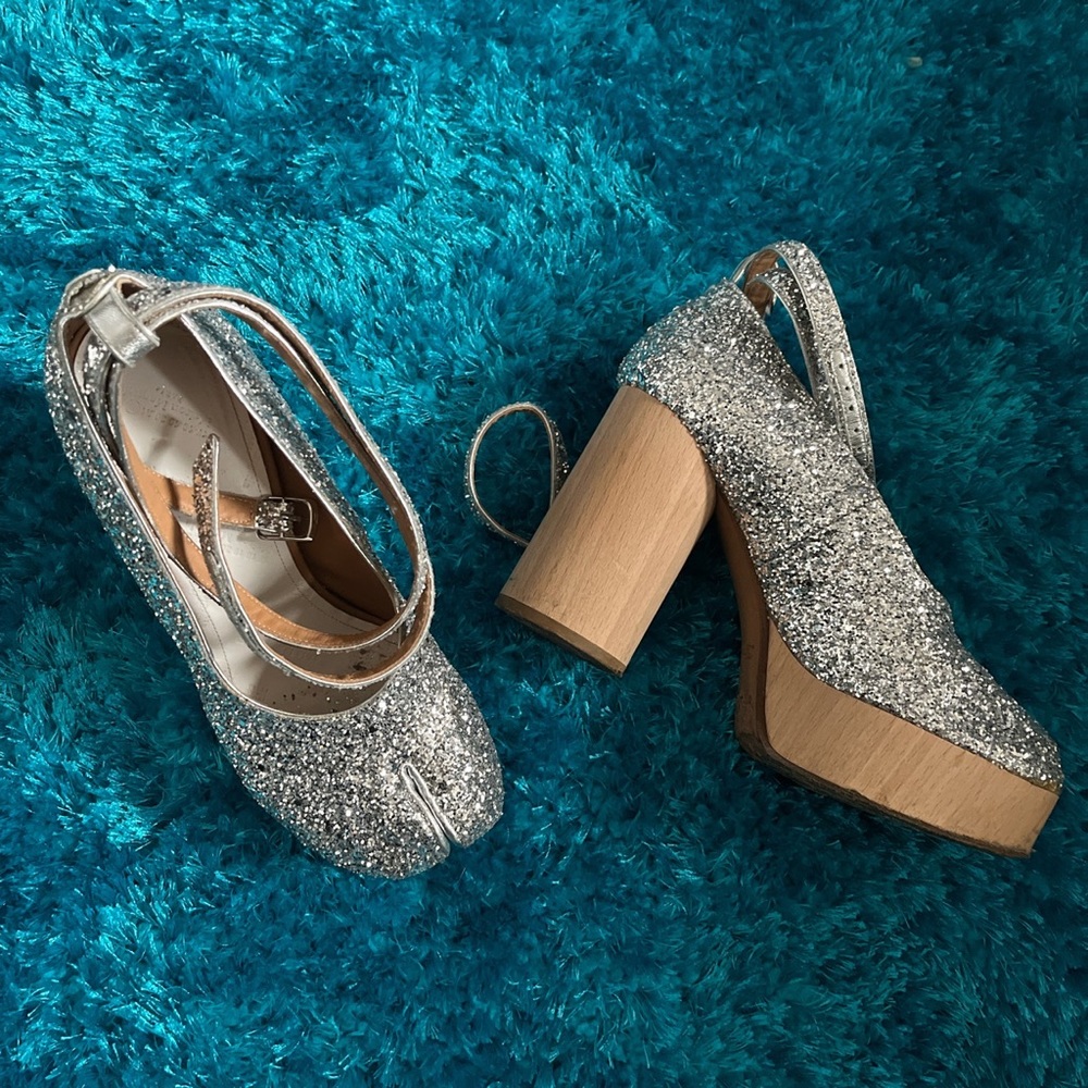 maison margiela tabi glitter heels